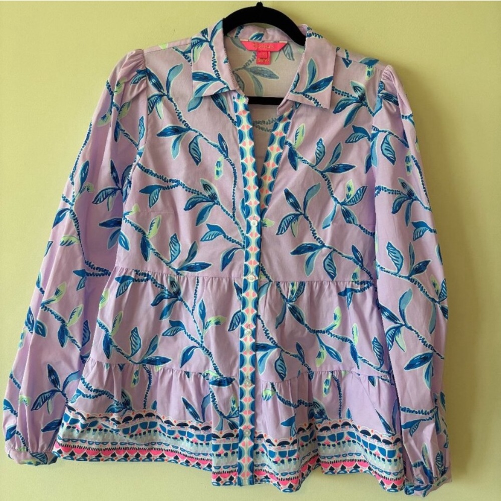 Lilly Pulitzer Kenna Blouse Purple Iris Size Small